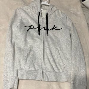 PINK zip up jacket size small good condition grey and black
